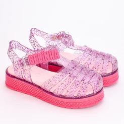 Sandália Infantil Plataforma Canal da Belinha Oficial Pink Gliter