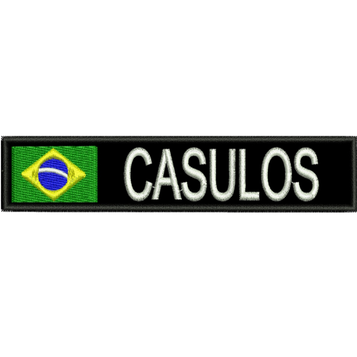 Patch Bordado Fecho de Contato -  Bandeira do Brasil + Nome Tamanho 12x2,5cm  Tarjeta de Ident
