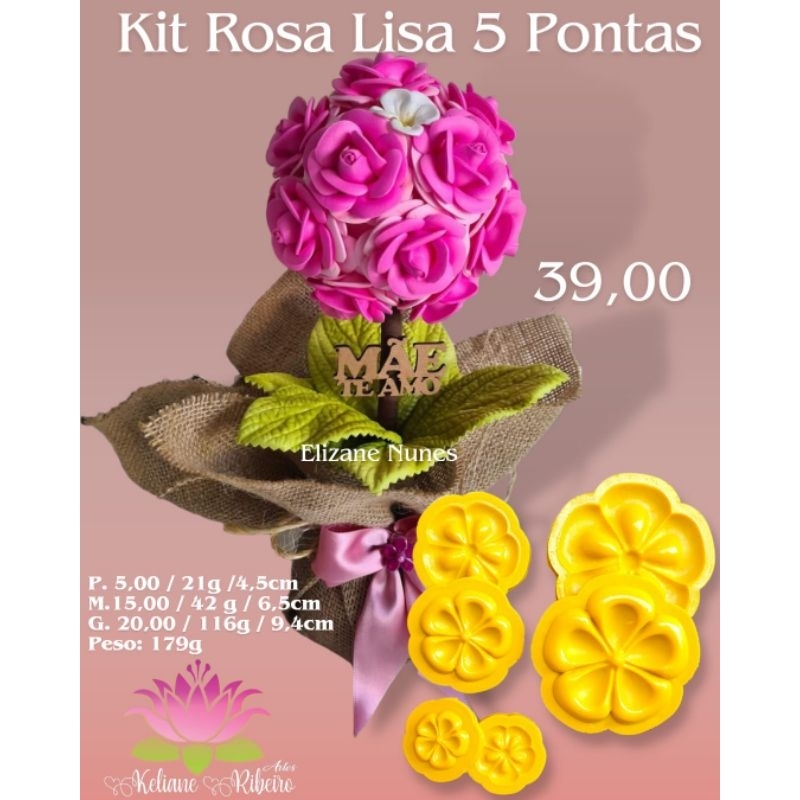 FRISADOR EM RESINA KIT ROSA LISA 5 PONTAS
