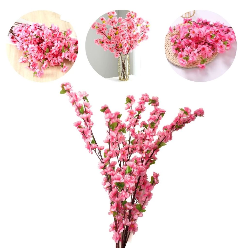10 Galhos Flor Cerejeira Artificial 1,20m Decorativa Planta