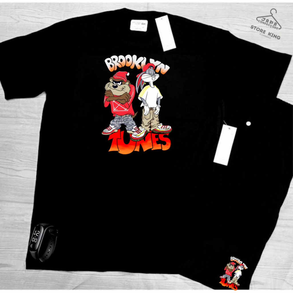 Kit Verão Bermuda e Camiseta algodão caminhada academia produto qualidade brooklin tunes mais RELOGIO DIGITAL