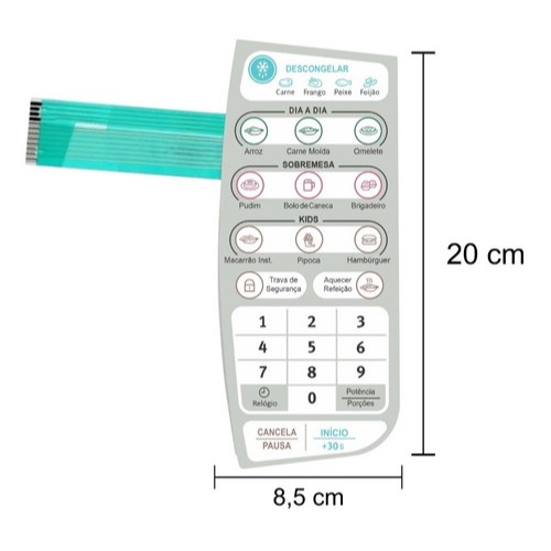 Membrana Teclado Painel Micro-ondas Electrolux Mtd30 Bivolt