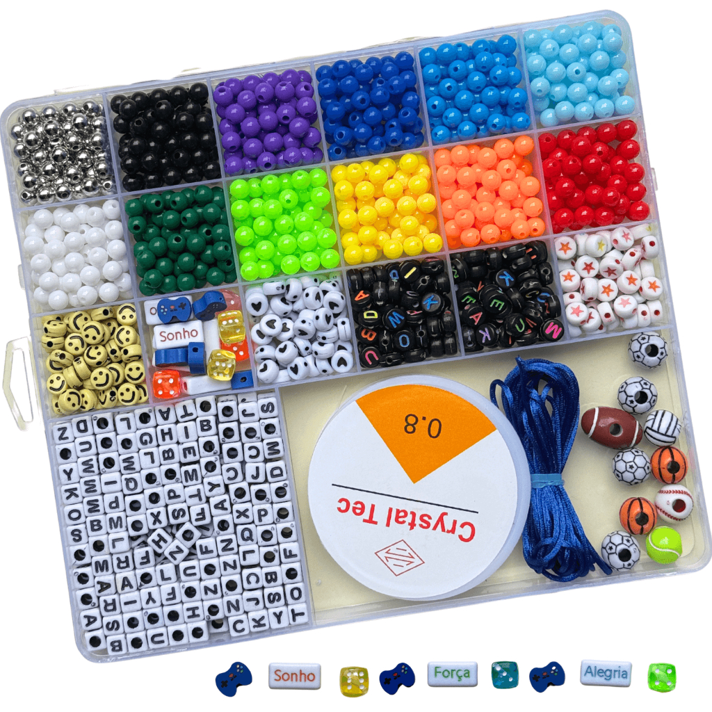 Imagem Kit Miçangas para Menino Maleta Miçanga P/ Pulseira Chaveiro Colar Phone Strap Artesanato