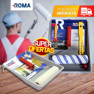 Kit Jogo de Pintura 3 a 5 Peças Rolo - Bandeja - Misturador de Tinta - Bandeja Roma