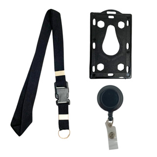 Kit Cordão Preto Liso + Roller Retrátil Preto + Porta Crachá Furado Preto em Oferta na Shopee