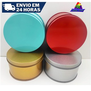 Latinha Metal Lata Redonda 7,5cm x 4,5cm Altura - 10pçs