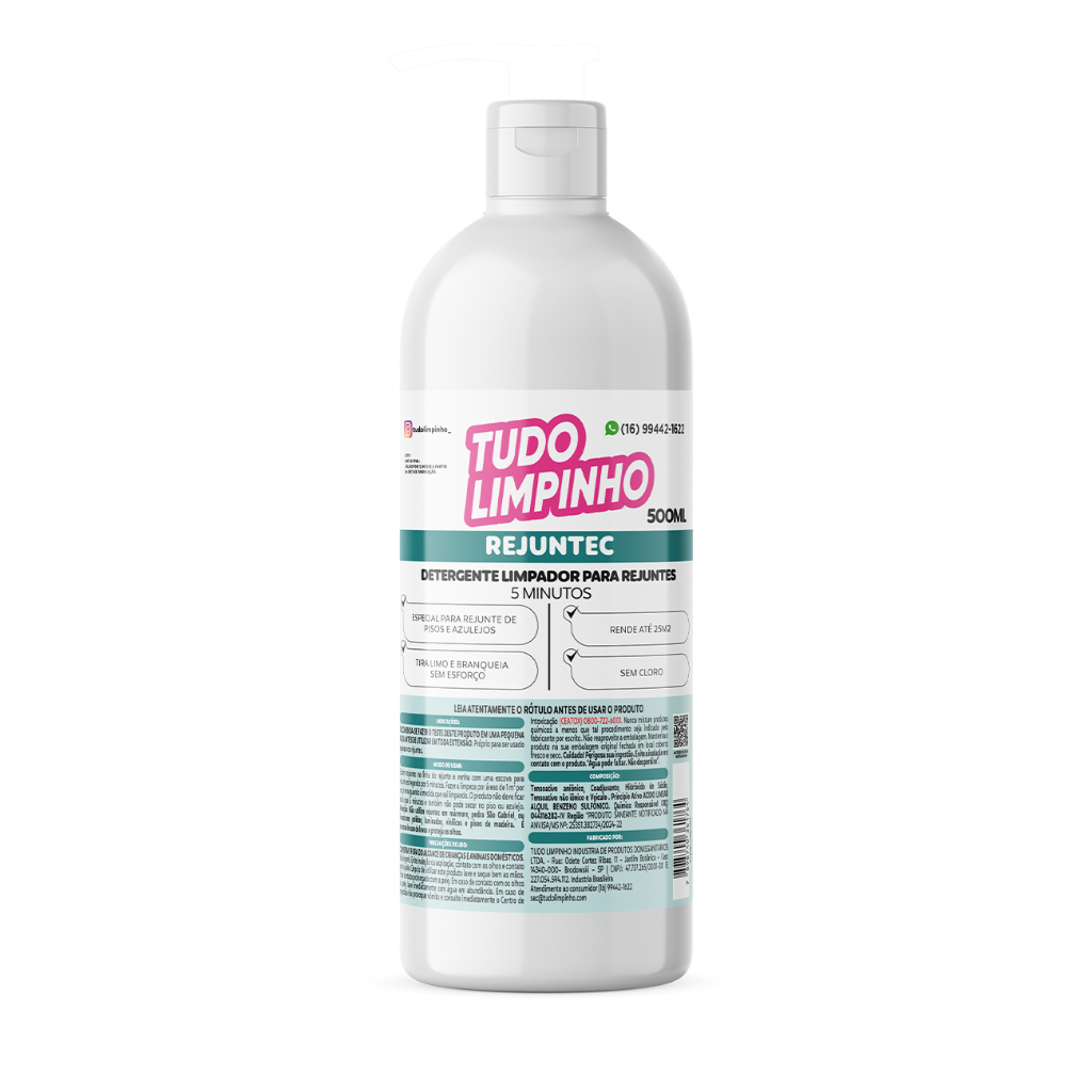 REJUNTEC LIMPADOR PARA REJUNTES 500ML REFIL TUDO LIMPINHO em Oferta na Shopee
