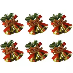 Kit 6 Enfeites De Natal Sino Siniho Pendente Dourado 6cmX4cm (NTA1479)