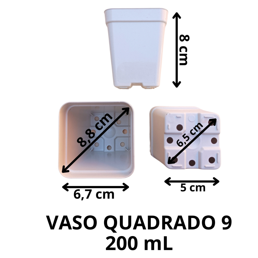 Vasos Pote Branco 9 Nobre Quadrado na cor Branca em Oferta na Shopee