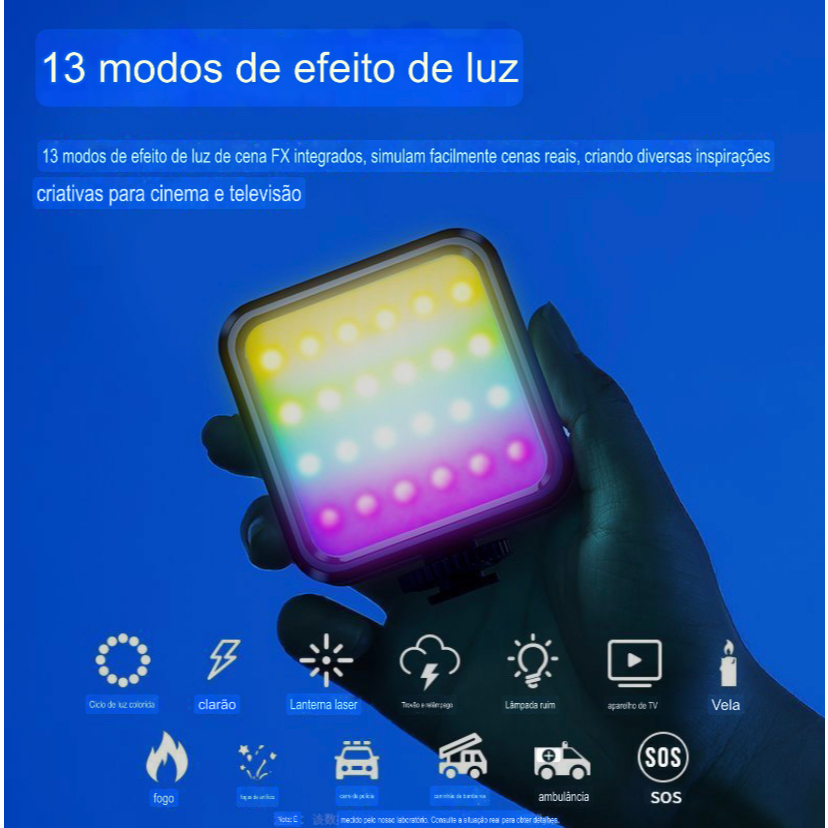 Preenchimento de iluminação de fotografia noturna LED Luz colorida fotográfica portátil em Oferta na Shopee