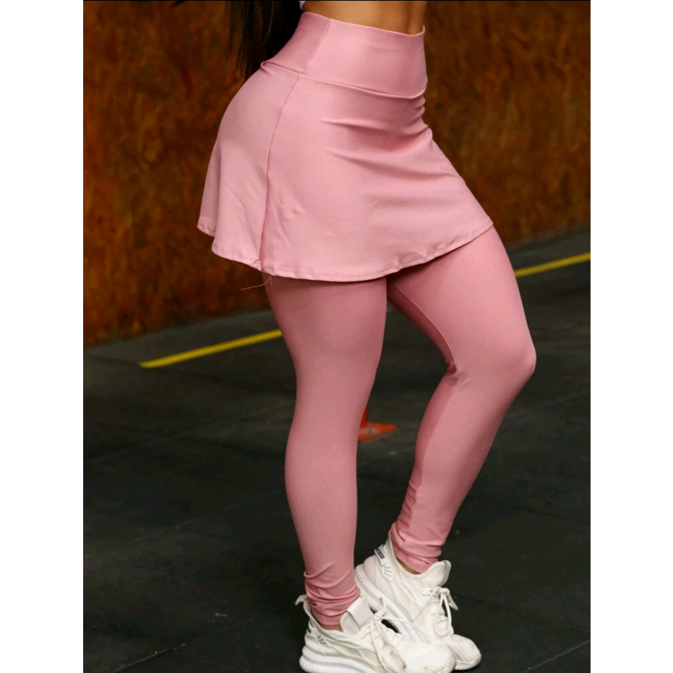 CALÇA-SAIA FITNESS CINTURA ALTA TECIDO SUPLEX
