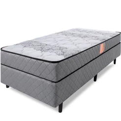 Cama Box com Colchão Solteiro Ortopédico Firme Espuma D33 Antialérgico 78x188x51cm BF Colchões