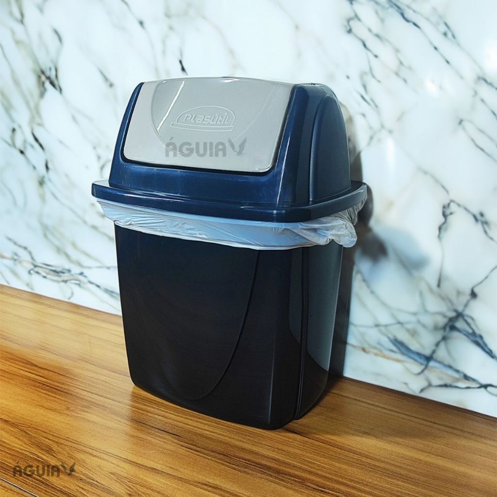 Lixeira de Pia 4,9 Litros Tampa Basculante Ecoblack Plástico Plasútil Compacta para Cozinha Banheiro