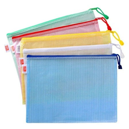 Kit 3/5/9/12 Pasta A4 De Plástico PVC Multiuso Com Zíper Prova agua 24cmx35cm
