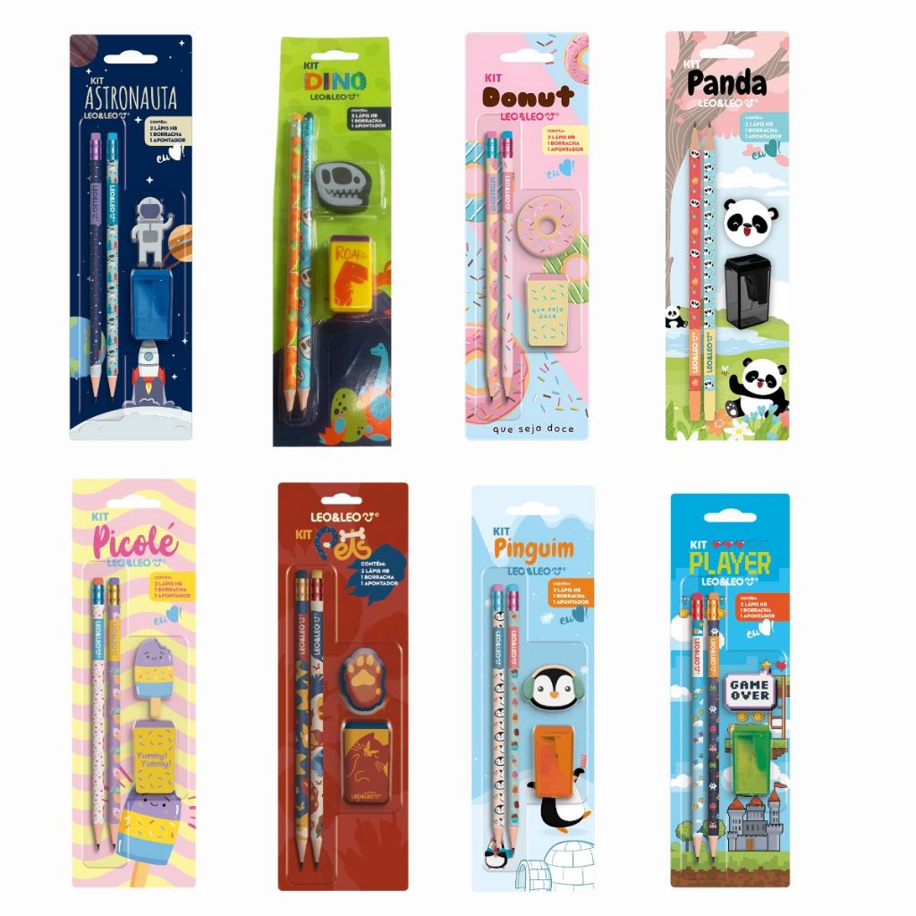 Kit Lapis De Escrever Hb 2 Lapis + Apontador + Borracha Leo & Leo em Oferta na Shopee
