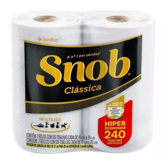 Kit 2 Pacotes Papel Toalha Snoob -240 cada embalagem total de 480 toalhas