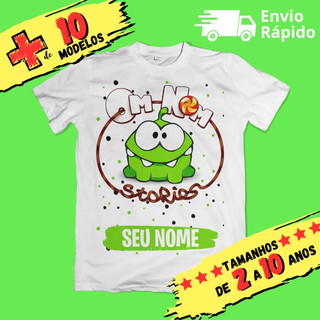 Camiseta Infantil Unissex Om Nom - Cut the Rope - Corte a Corda Personalizada com nome (Opcional) em Oferta na Shopee