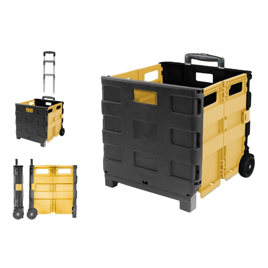 Carrinho Portátil Multiuso Com Cesto Dobrável Para Compras e Ferramenta 25kg