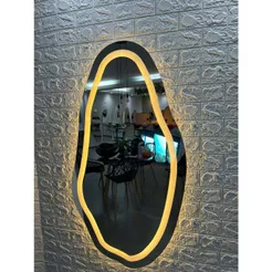 Espelho Orgânico 115cmx60cm Polido com LED Jateado Quarto Sala Banheiro Salão Lançamento