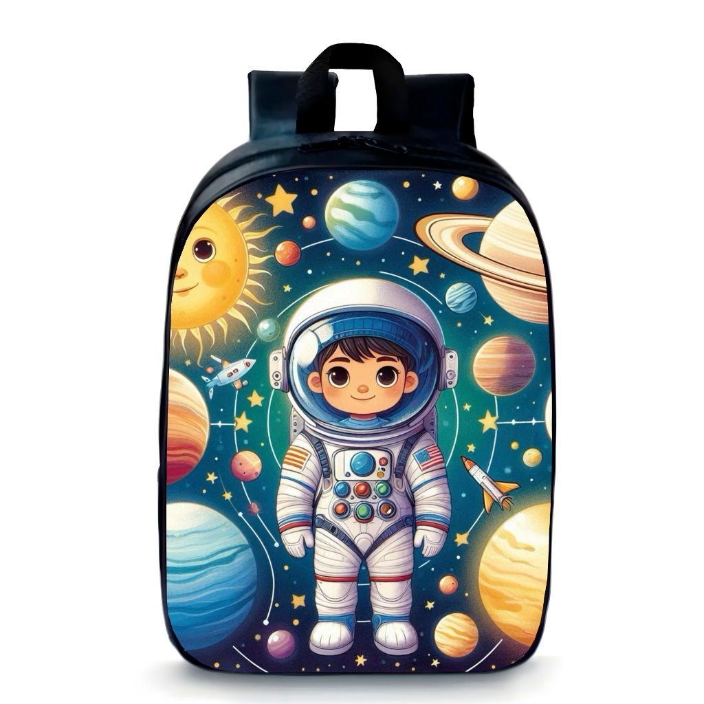 Mochila Pequena Pré-escolar desenhos diversos astronauta menino no espaço infantil