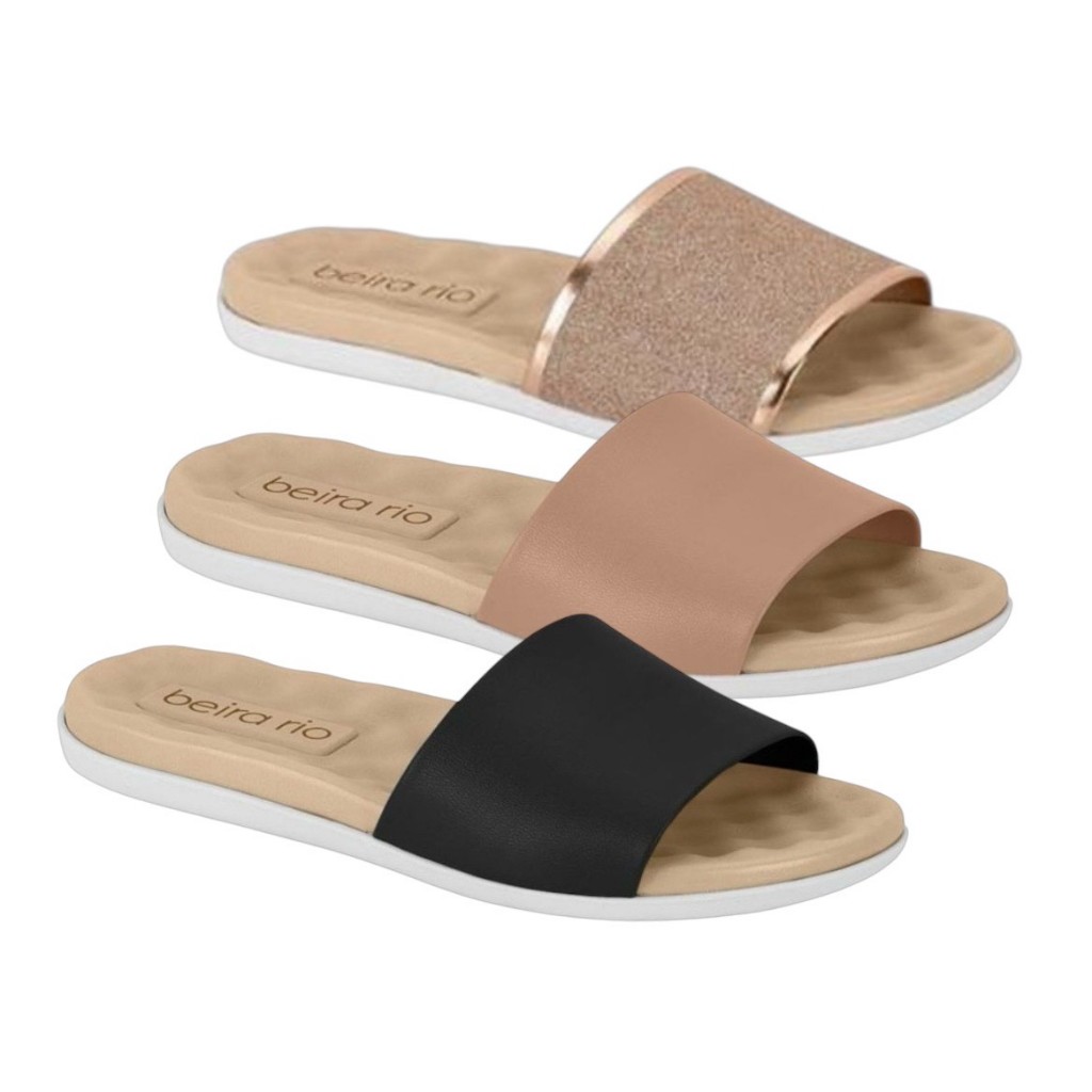 Chinelo Slide Feminino Beira Rio Flat Ultraconforto