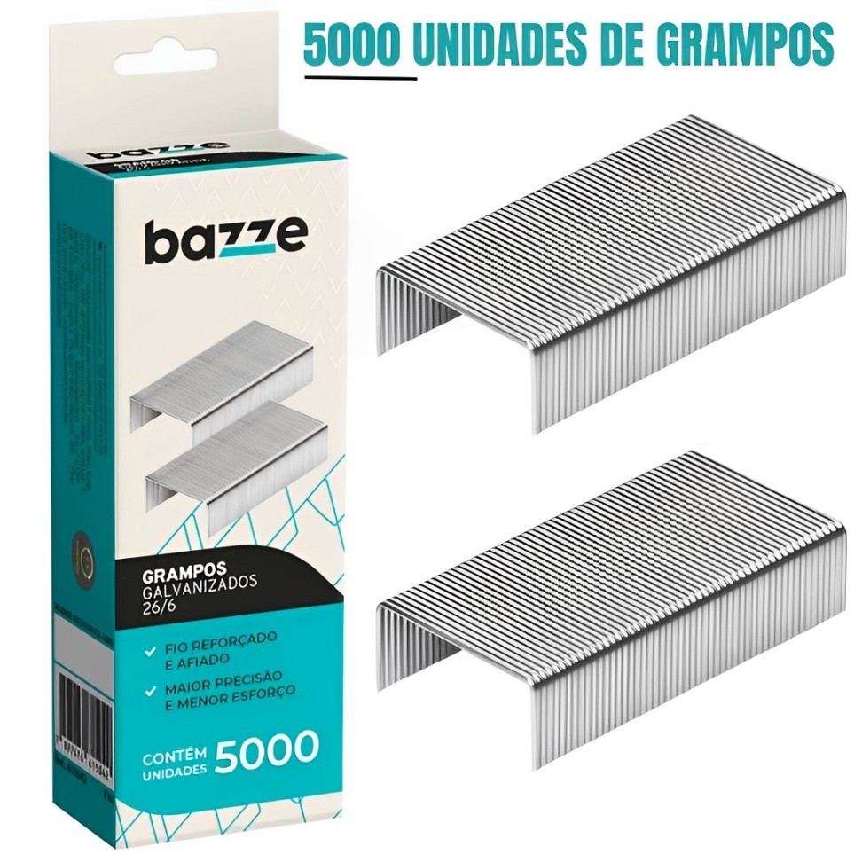 Grampo Para Grampeador Grampo 26/6 Galvanizados 5000 Grampos - Bazze em Oferta na Shopee