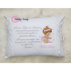 Almofada de Bebê Oração do Anjo da Guarda bordada Personalizada com Nome