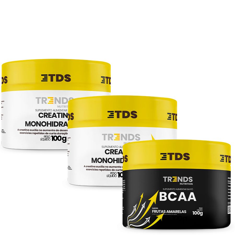 Kit Suplementos Muscular Força 2x Creatina 100g +  Bcaa 100g