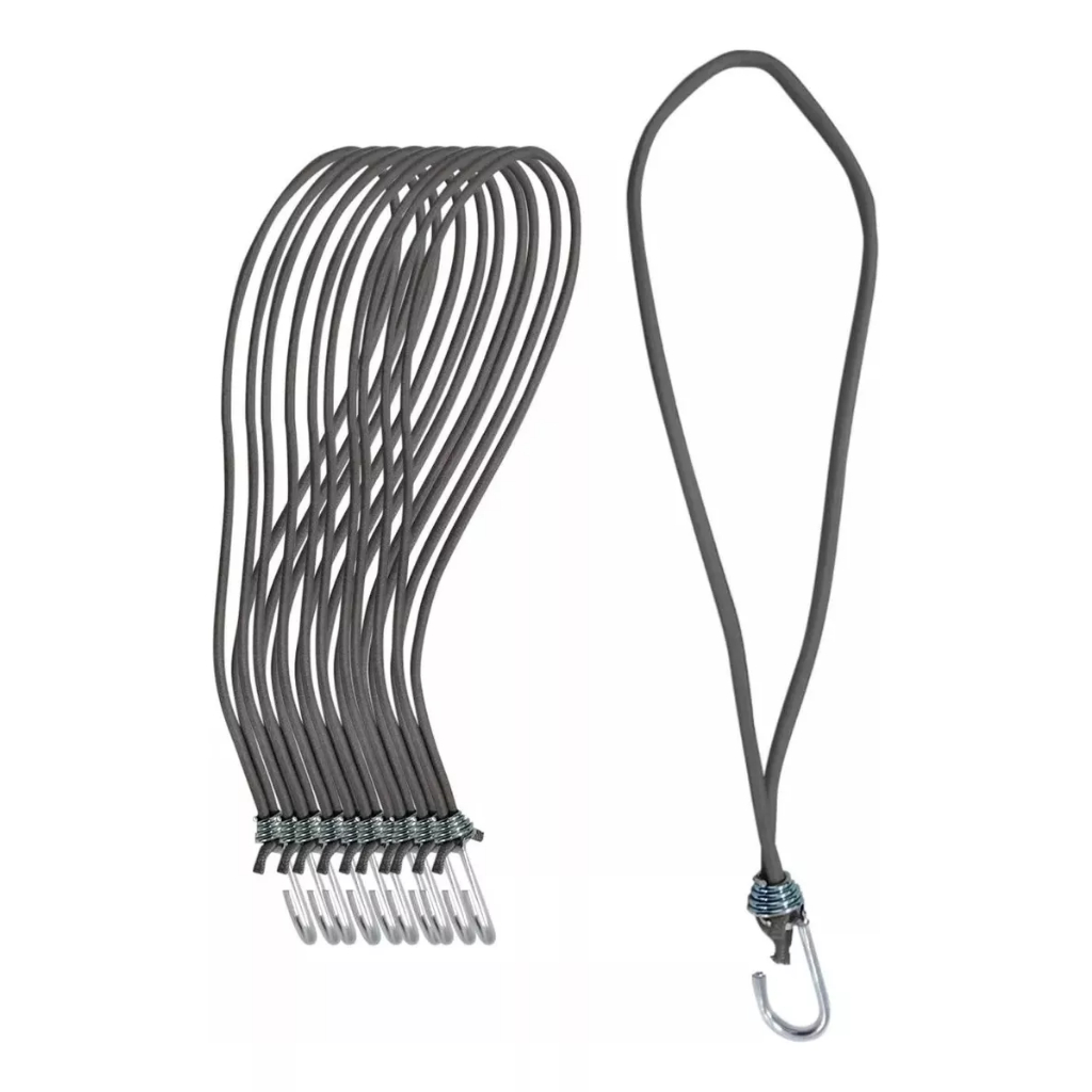 Extensor Prata Cinza Elástico Corda Fixador Lona Caminhão 35cm 5mm