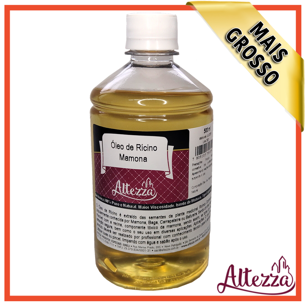 Oleo de Mamona Rícino 500ml Uso Profissional tipo Exportação