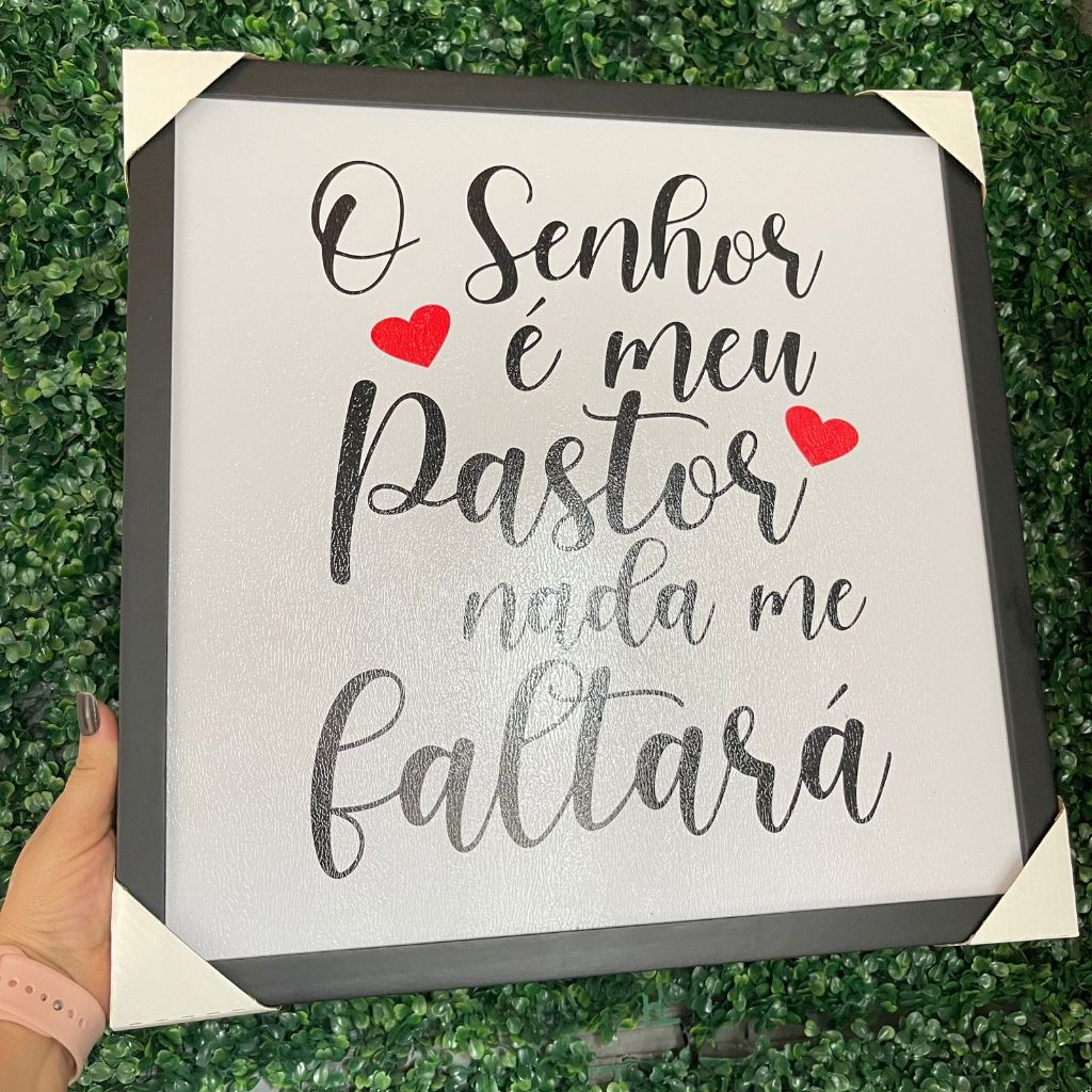 Quadro  cobre caixa de luz com moldura 43x43 resinado SALMO 23  com coração vermelho para decoração\sala\quarto