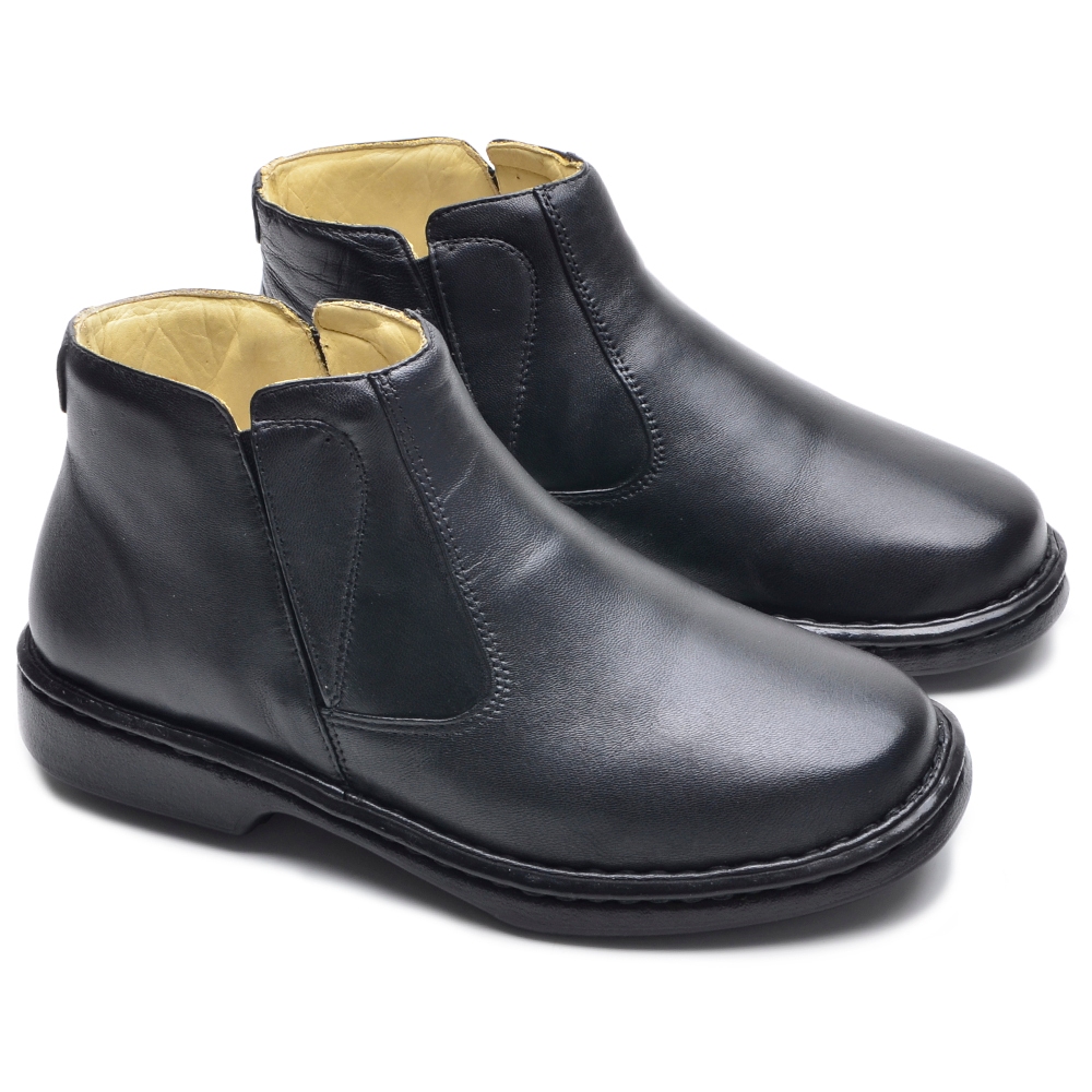 Botina Social Masculina Ortopédica Bota Antistress em Couro Carneiro Legítimo Luxo Conforto e Estilo Tamanhos 36 a 44