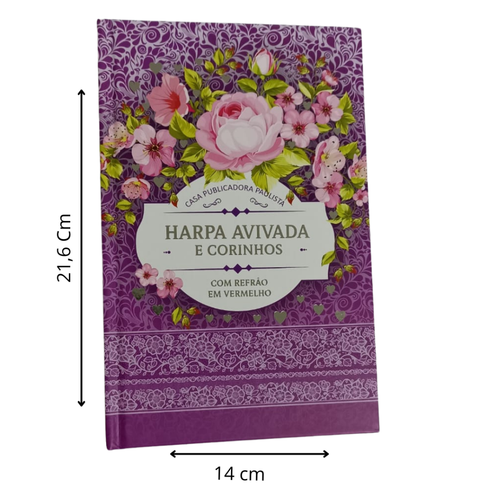 HARPA AVIVADA E CORINHOS CAPA DURA L. HIPERG. MOD. 01 FLORAL LILÁS