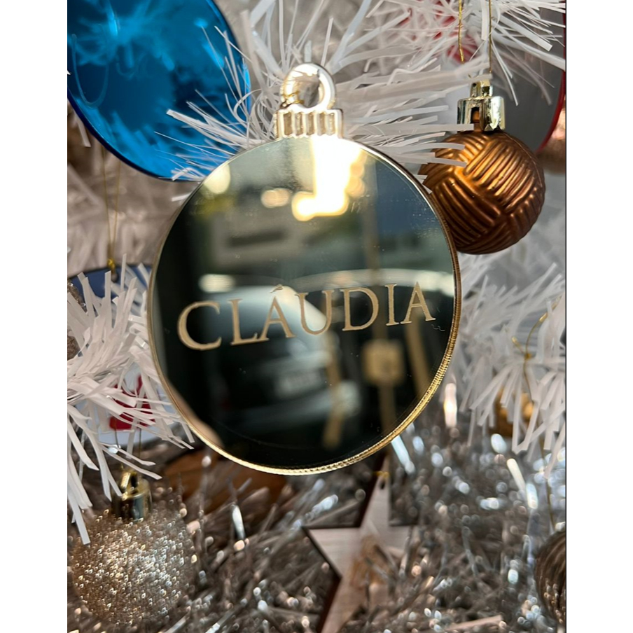 Kit 4un Bola Bolinha natal personalizada com nome Estrelas escrita Feliz Natal decoração