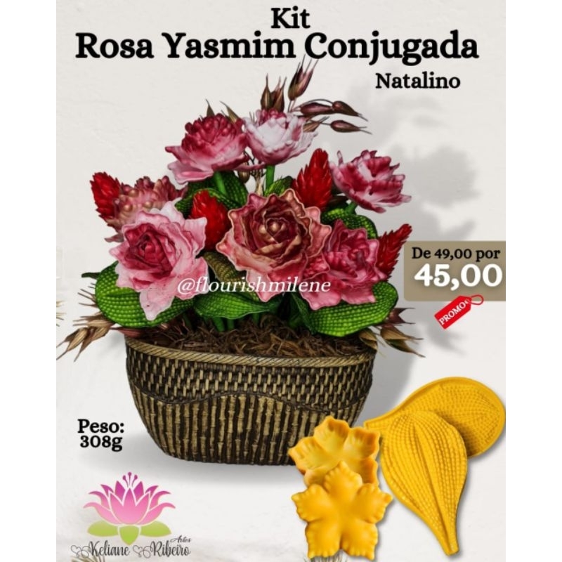 FRISADOR EM RESINA KIT ROSA YASMIM CONJUGADA NATALINO