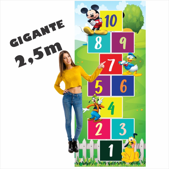 Tapete jogo da Amarelinha Infantil Em Lona Mickey e Amigos, presente, meninos, dia das crianças, aniversário, natal