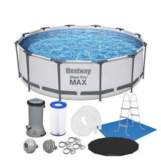 Piscina Estrutural 9150 Litros + Escada + Capa + Forro + Bomba Filtrante Bestway em Oferta na Shopee