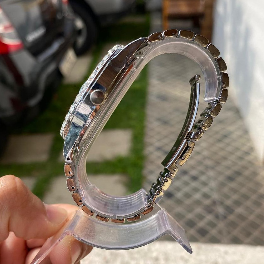 Relógio Premium Ice Azul Cravejado Trap Funk Hip Hop — imagem 2 de 2