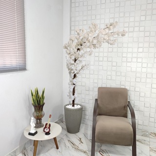 Cerejeira Artificial Japonesa Curva Branca Vaso Pedra Decor em Oferta na Shopee