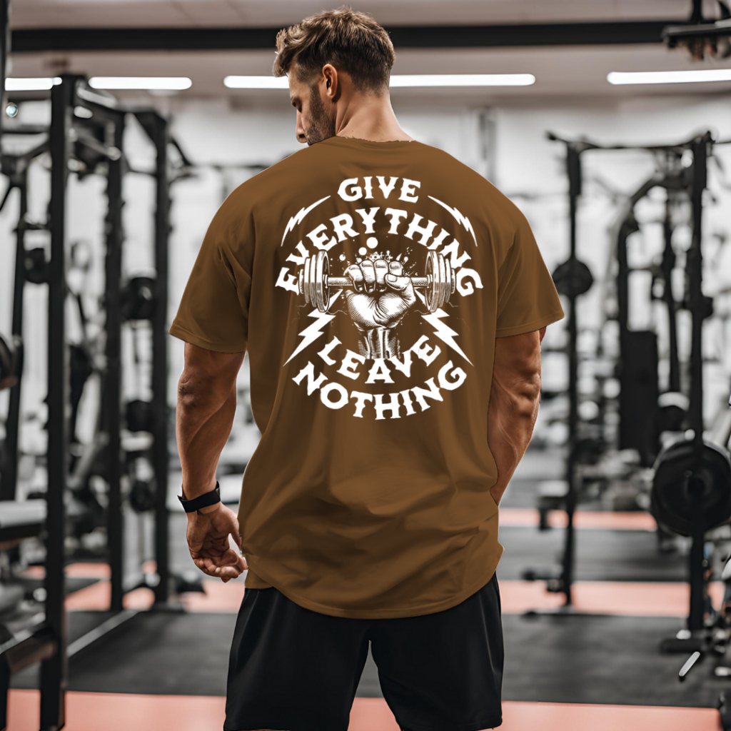 Camiseta camisa oversized streetwear academia treino give everything leave nothing