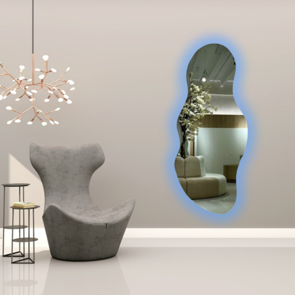 Espelho Orgânico Corpo Inteiro Com Luz LED + Fonte Tomada Vertical Ou Horizontal Duas Opções de COR