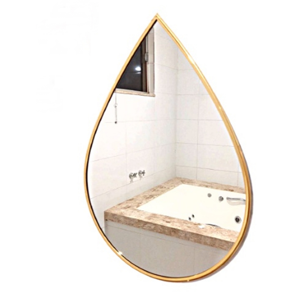 Espelho Gota Coxinha Com Moldura Dourada/Preta Metalizada Pendurador Decoração Chique