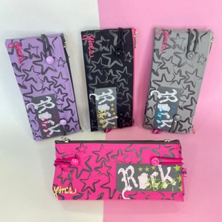 Estojo Escolar Triplo Rock Star Estrelas Brilho Glitter Elástico Yins by Seanite em Oferta na Shopee