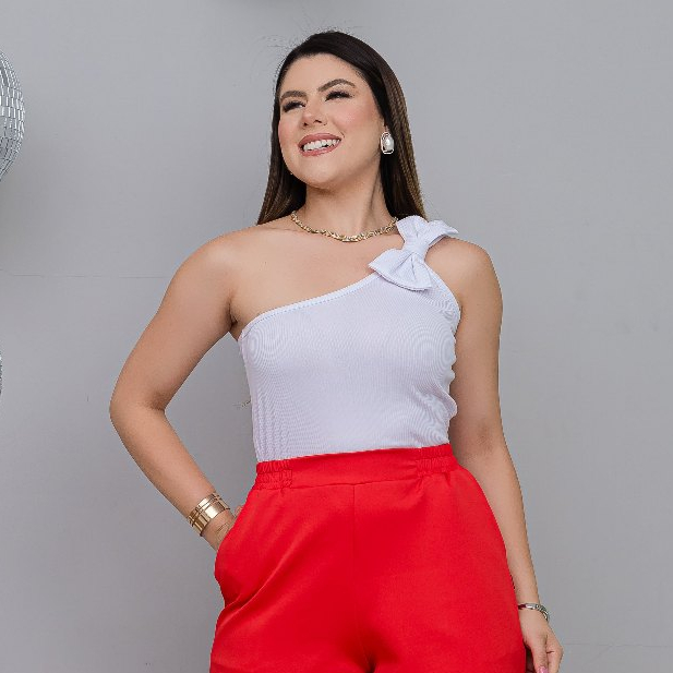 Blusa Ombro Único Detalhe Laço