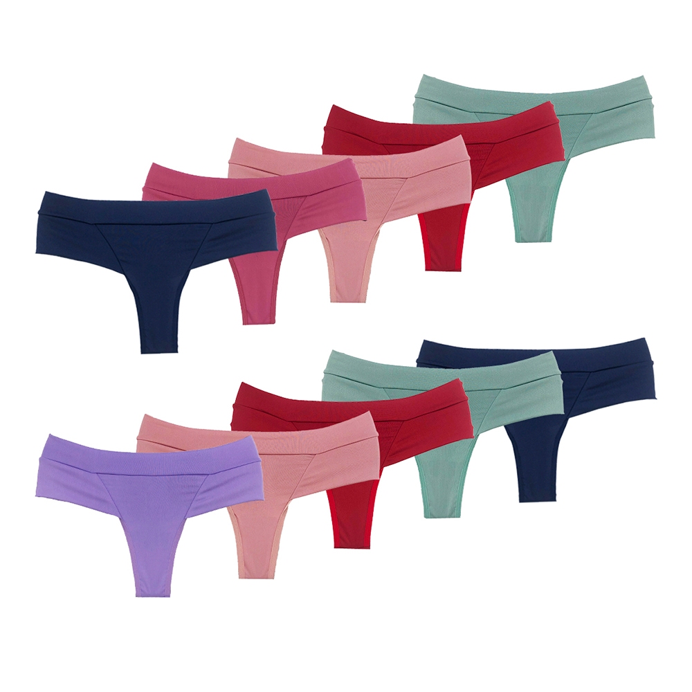 Kit 10 Tangas Calcinhas Fio Duplo  Microfibra Lingerie Moda Íntima - Women Clothes