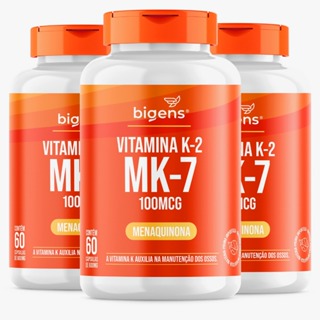 BIGENS KIT 3X VITAMINA K2 MK-7, 60 CÁPSULAS, 100MCG, MK7 BIOGENS em Oferta na Shopee