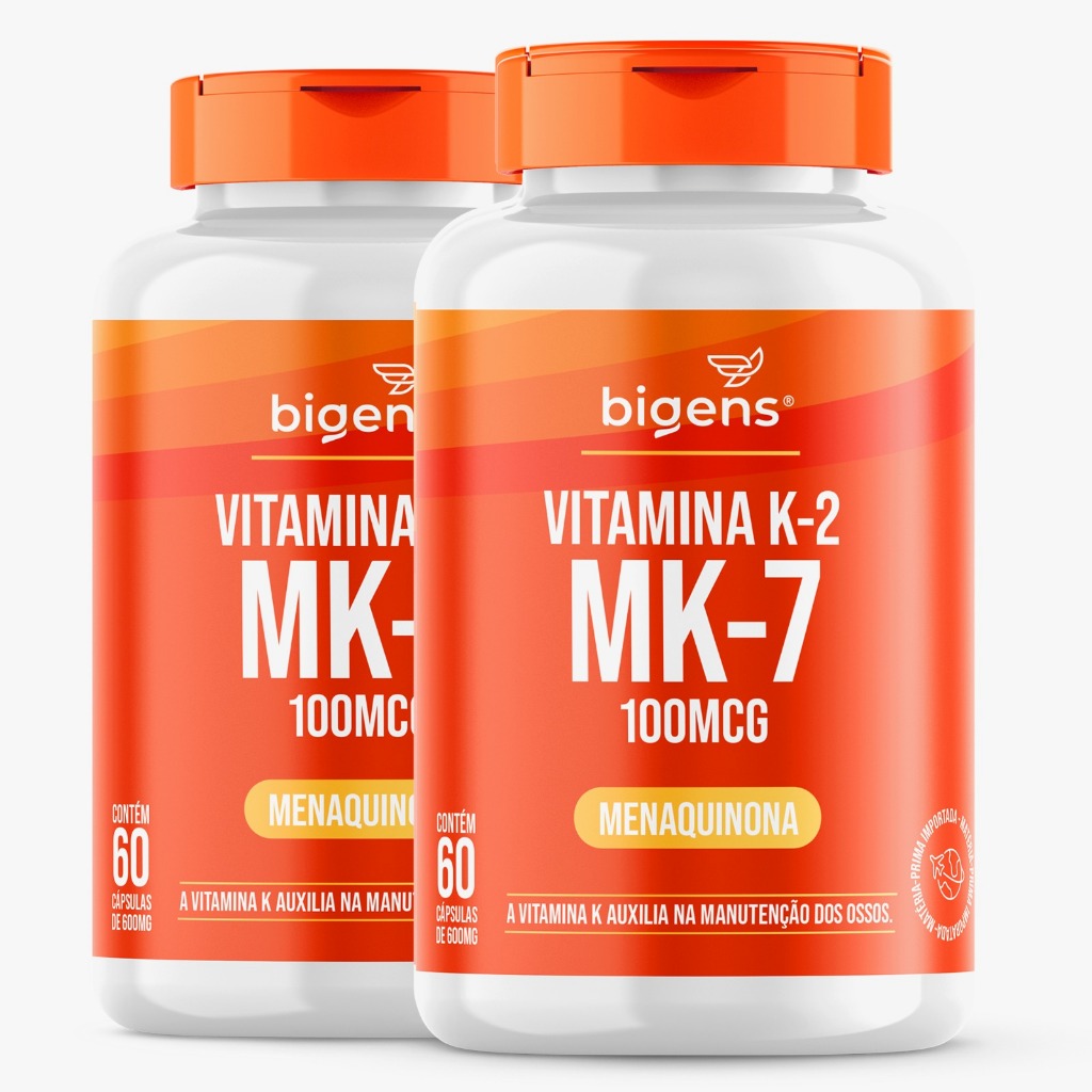 BIGENS KIT 2X VITAMINA K2 MK-7, 60 CÁPSULAS, 100MCG, MK7 BIOGENS em Oferta na Shopee