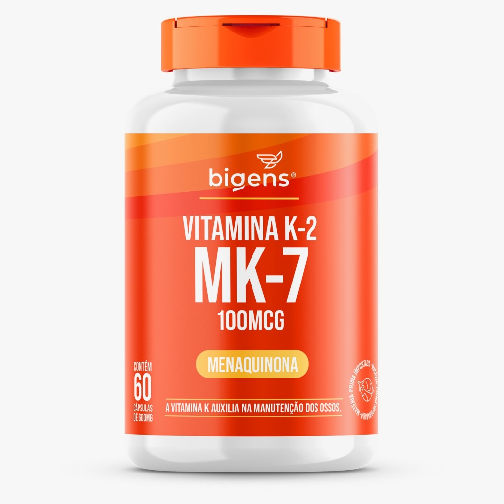 Vitamina K2 Mk-7, (Mk7) 100 Mcg, 60 cápsulas, Bigens em Oferta na Shopee
