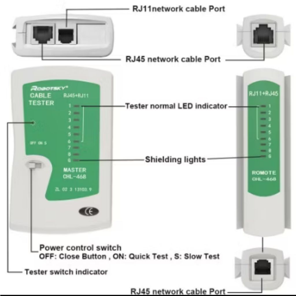 testador de cabos Alta Qualidade RJ45 RJ11 Cat5e Cat6 RJ45 Tester Testador de Cabos de Rede Lan USB Cable Tester Ferrame
