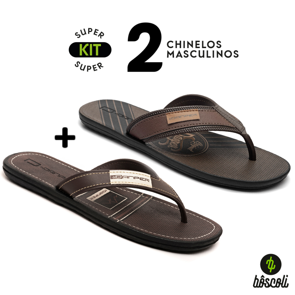 Kit 2 Chinelos Sandália Danper Original Masculino Macio Confortável + Nota Fiscal em Oferta na Shopee